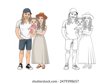 Family Cartoon Character Design Illustration vector eps format , suitable for your design needs, logo, illustration, animation, etc.