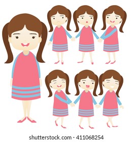 A family cartoon character variety of life and emotions acting on White background.- vector illustration