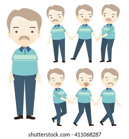 A family cartoon character variety of life and emotions acting on White background.- vector illustration