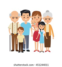 Family Cartoon Concept Represented By Grandparents Stock Vector ...