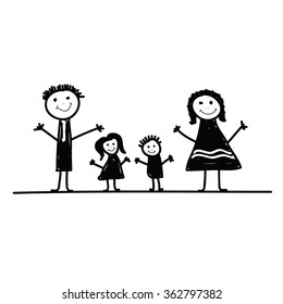 family cartoon vector in black color