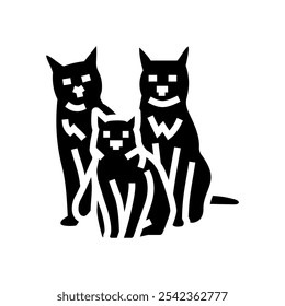 Vector de icono de glifo de cría de gato familiar. signo de cría de gato familiar. ilustración de símbolo aislado