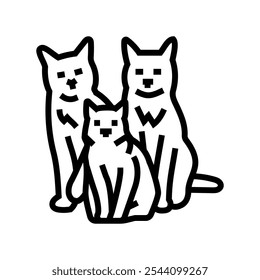 family cat breeding line icon vector. family cat breeding sign. isolated contour symbol black illustration