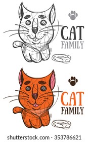 Family cat, cartoon character, logo