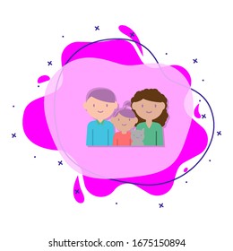 Family, cat cartoon liquid bacdge icon. Simple color vector of family icons for ui and ux, website or mobile application