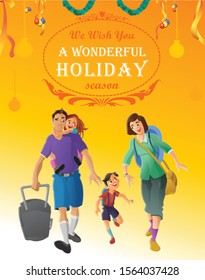 Family Celebrating the Christmas And Enjoying the Winter Season