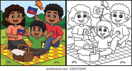 Family Celebrating Juneteenth Colored Illustration