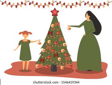 Family celebrating new year. Merry Christmas and Happy New Year card with People Characters.Image of family. Vector concept illustration can use for, landing page, template, poster, banner, flyer