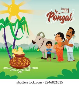 Family celebrating pongal festival happily and peacefully.