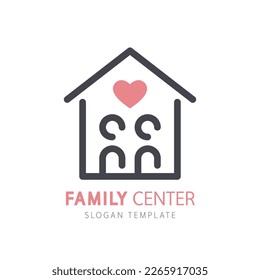 Family Center Logo Template. Usable for web, infographics and apps for family logos. Isolated on white background. Flat vector logo design template element. Abstract people logo.
