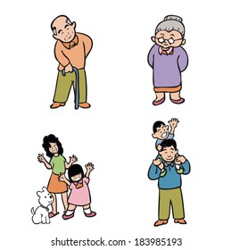 Family character in color set