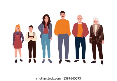 Family character design. Kids, parents and grandparents vector illustration.