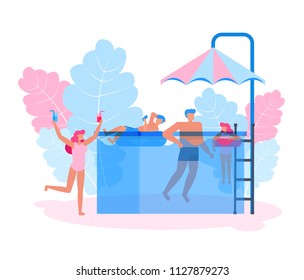 Family character vector design. Concept time to swimming. 