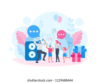 Family character vector design. Concept party time.