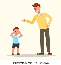 Family character vector design. Father scolds his son.