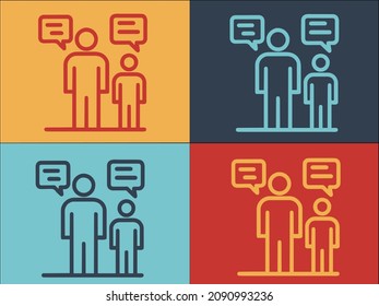 Family Chat Talking Logo Template, Simple Flat Icon of computer,webcam,home