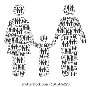 Family Child figure constructed in the combination of family child design elements. Vector iconized composition combined from simple design elements.