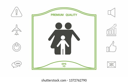 Family with child - icon. Graphic elements for your design