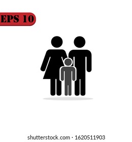 family with a child on a white background, husband and wife next to children. Vector EPS 10
