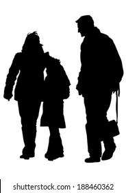 Family with a child on a white background