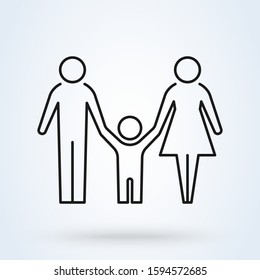 family and child, Simple vector modern icon design illustration.