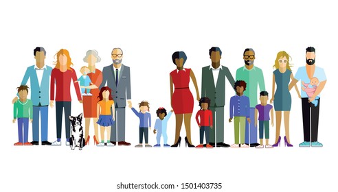 Family with children, parents and grandparents