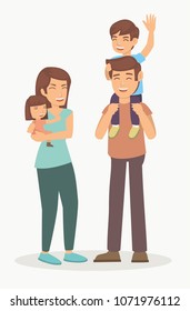 Family with Children playing outside for happy time together