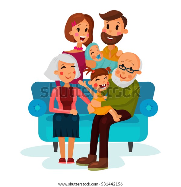 Family Children Sitting On Couch Father Stock Vector (Royalty Free ...