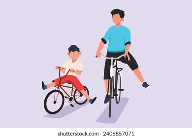 Family and children spending time together. Walking family concept. Colored flat vector illustration isolated.