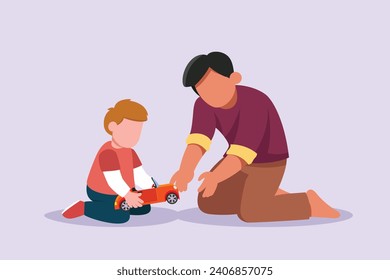 Family and children spending time together. Walking family concept. Colored flat vector illustration isolated.