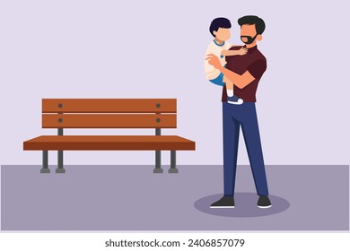 Family and children spending time together. Walking family concept. Colored flat vector illustration isolated.