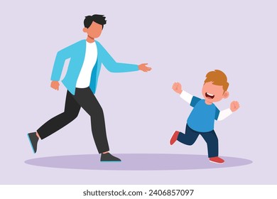 Family and children spending time together. Walking family concept. Colored flat vector illustration isolated.