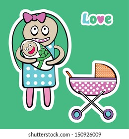 Family children vector illustration