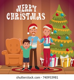 Family christmas cartoon