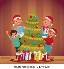 Family christmas cartoon