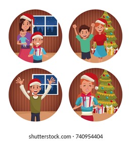 Family christmas cartoon
