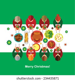 Family Christmas Dinner Vector Design