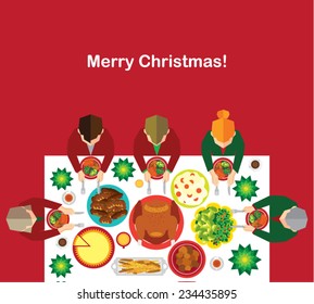 Family Christmas Dinner Vector Design