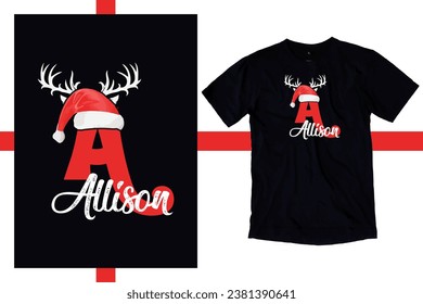 Family Christmas Name Shirt, Monogrammed Family Christmas Shirt, Personalized Matching Christmas Family T-Shirt Design, Custom Christmas Shirt With Name