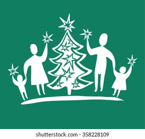 Family Christmas vector illustration.