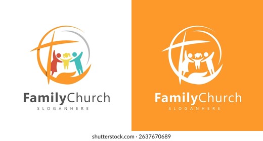 Family Church Logo Design Faith, Family, Unity, Cross, Circle, Children, Parents, Hope, Love, Commun