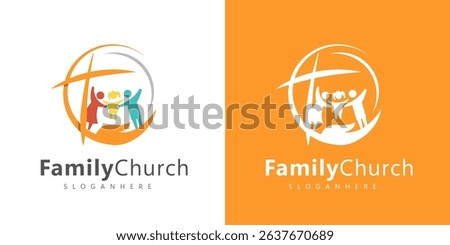 Family Church Logo Design Faith, Family, Unity, Cross, Circle, Children, Parents, Hope, Love, Commun