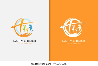 Family Church Logo Design. Usable For Business, Community, Foundation, Tech, Services Company. Vector Logo Design Illustration.
