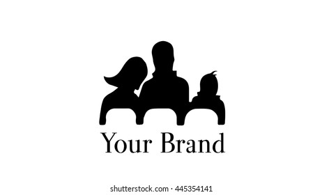 Family cinema vector logo template