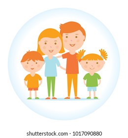 Family in a circle. Happy family. Flat vectorial image. Icon for the designer.