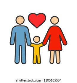 Family color icon. Adoption. Parenthood. Mother, father and child. Isolated vector illustration