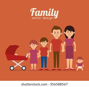 Family colorful cartoon graphic design, vector illustration