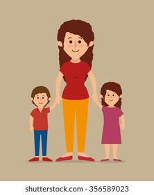 Family colorful cartoon graphic design, vector illustration