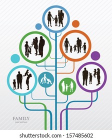 Family concept background. Abstract tree with family silhouettes.