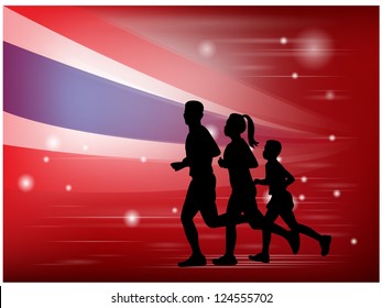 Family concept : Background with runners. Vector illustration.
